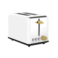 HKM-587219 Woodgrain Design 2-Slice Stainless Steel Electric Waffle and Bread Toaster with Grill