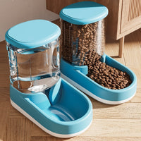 HKM-5872317 Automatic Pet Water Fountain and Feeder - Plastic Cat and Dog Tableware in Gray, Blue, and Pink