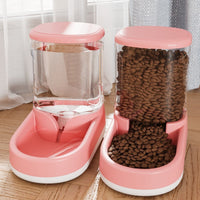 HKM-5872317 Automatic Pet Water Fountain and Feeder - Plastic Cat and Dog Tableware in Gray, Blue, and Pink
