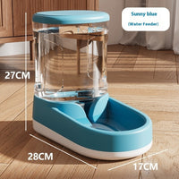 HKM-5872317 Automatic Pet Water Fountain and Feeder - Plastic Cat and Dog Tableware in Gray, Blue, and Pink