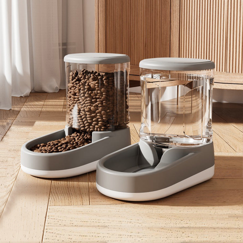 HKM-5872317 Automatic Pet Water Fountain and Feeder - Plastic Cat and Dog Tableware in Gray, Blue, and Pink