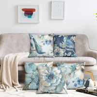 HKM-587283 Ink Floral Design Cotton Linen Pillowcase - 45x45CM