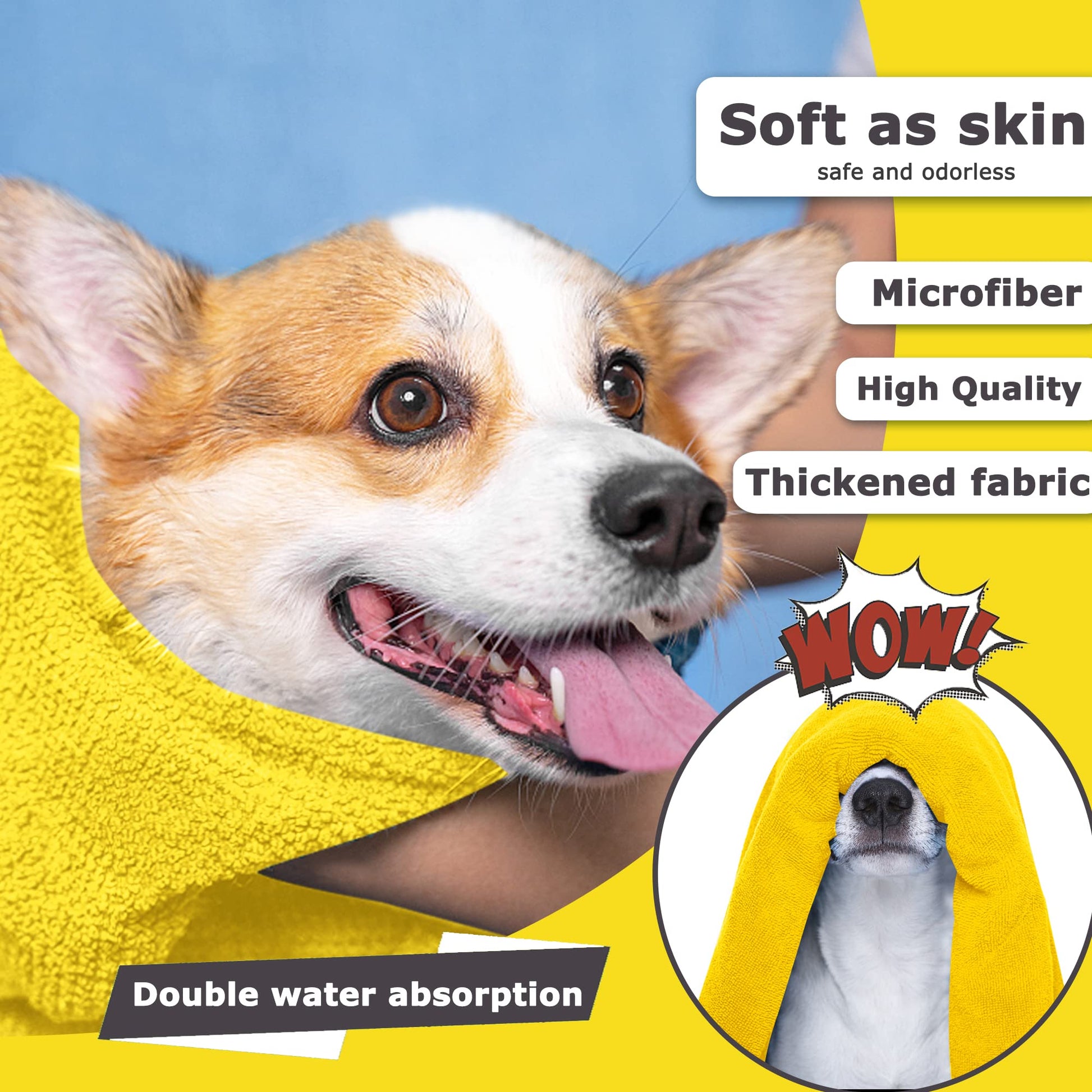HKM-5873725 Quick-Drying Super Absorbent Microfiber Dog and Cat Towels in Various Sizes