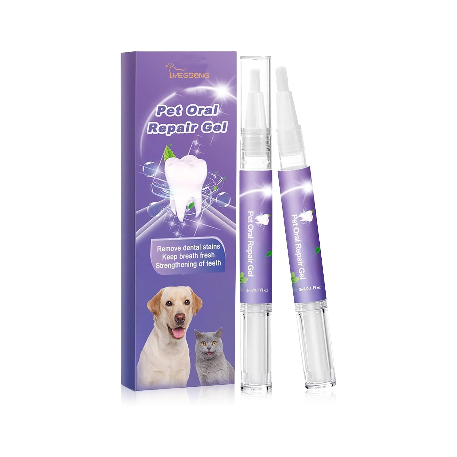 HKM-5874109 Pet Mouth Repair Gel Cleaner - 3ml x 2 Pack for Daily Oral Care