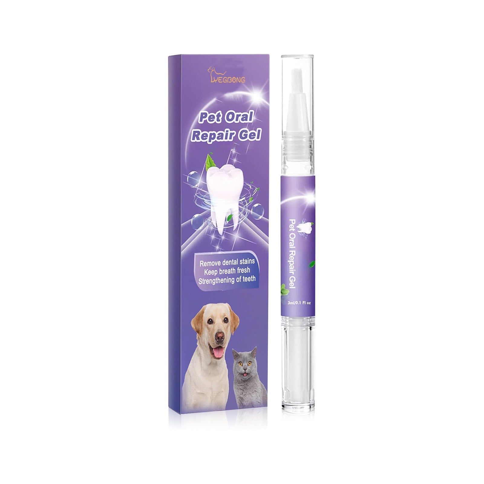HKM-5874109 Pet Mouth Repair Gel Cleaner - 3ml x 2 Pack for Daily Oral Care