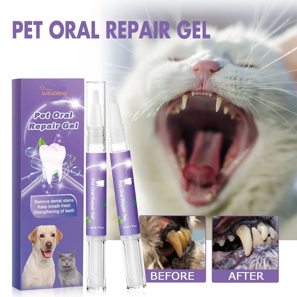 HKM-5874109 Pet Mouth Repair Gel Cleaner - 3ml x 2 Pack for Daily Oral Care
