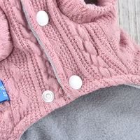 HKM-5874621 Vine Flower Dress for Small Dogs - Cozy Winter Two-Legged Clothing in Pink and Green