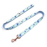 HKM-5876029 Stylish Blue Dog Collar with Leash and Rose Gold Buckle