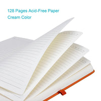HKM-587603 A5 Brown PU Notebook with Pen, Elastic Closure, 128 Lined Pages, 100g Paper