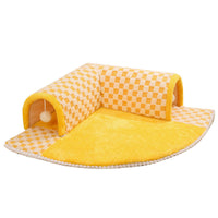 HKM-5876285 Warm and Cozy Removable Cat Nest - Brown Plaid & Yellow Cheese, Two Sizes Available
