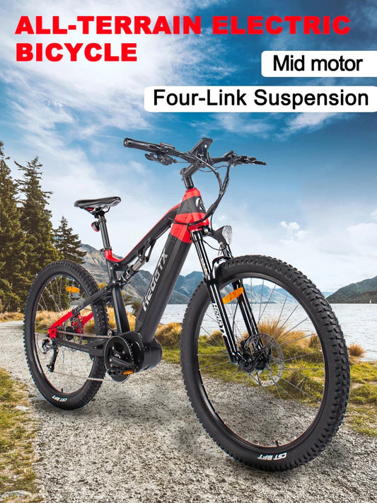 HKM-587795 Electric Mountain Bike with 9-Speed Gears, 27.5-Inch Wheels, and Hydraulic Disc Brakes