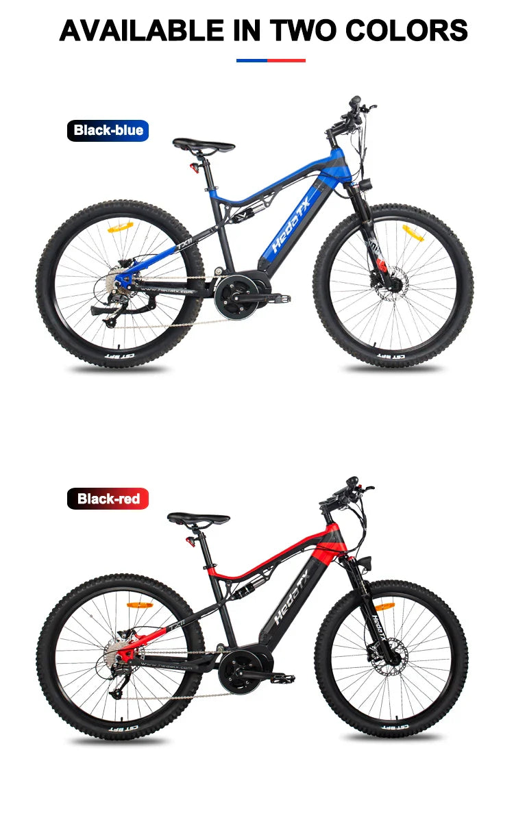 HKM-587795 Electric Mountain Bike with 9-Speed Gears, 27.5-Inch Wheels, and Hydraulic Disc Brakes