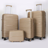 HKM-587859 4-Piece Luggage Set with Spinner Wheels, Durable PP Storage Trolley Cases in 14, 20, 24, and 28 Inch Sizes