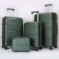 HKM-587859 4-Piece Luggage Set with Spinner Wheels, Durable PP Storage Trolley Cases in 14, 20, 24, and 28 Inch Sizes
