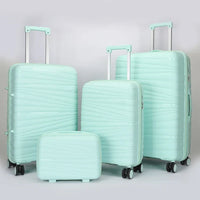 HKM-587859 4-Piece Luggage Set with Spinner Wheels, Durable PP Storage Trolley Cases in 14, 20, 24, and 28 Inch Sizes