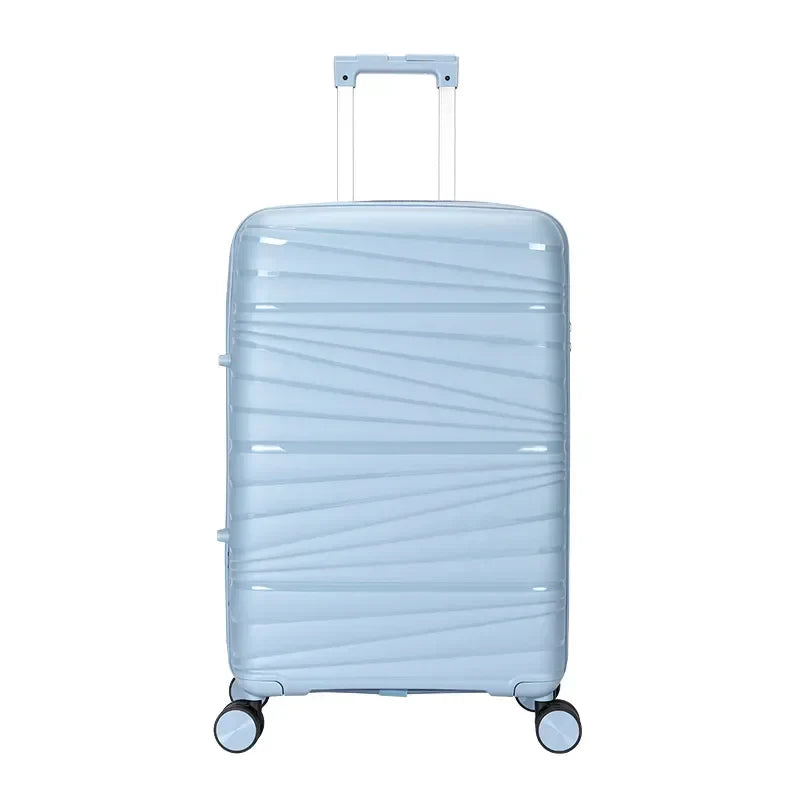 HKM-587859 4-Piece Luggage Set with Spinner Wheels, Durable PP Storage Trolley Cases in 14, 20, 24, and 28 Inch Sizes