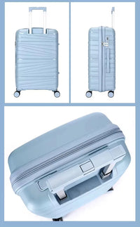 HKM-587859 4-Piece Luggage Set with Spinner Wheels, Durable PP Storage Trolley Cases in 14, 20, 24, and 28 Inch Sizes