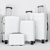 HKM-587859 4-Piece Luggage Set with Spinner Wheels, Durable PP Storage Trolley Cases in 14, 20, 24, and 28 Inch Sizes