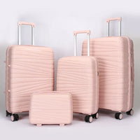 HKM-587859 4-Piece Luggage Set with Spinner Wheels, Durable PP Storage Trolley Cases in 14, 20, 24, and 28 Inch Sizes