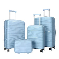 HKM-587859 4-Piece Luggage Set with Spinner Wheels, Durable PP Storage Trolley Cases in 14, 20, 24, and 28 Inch Sizes