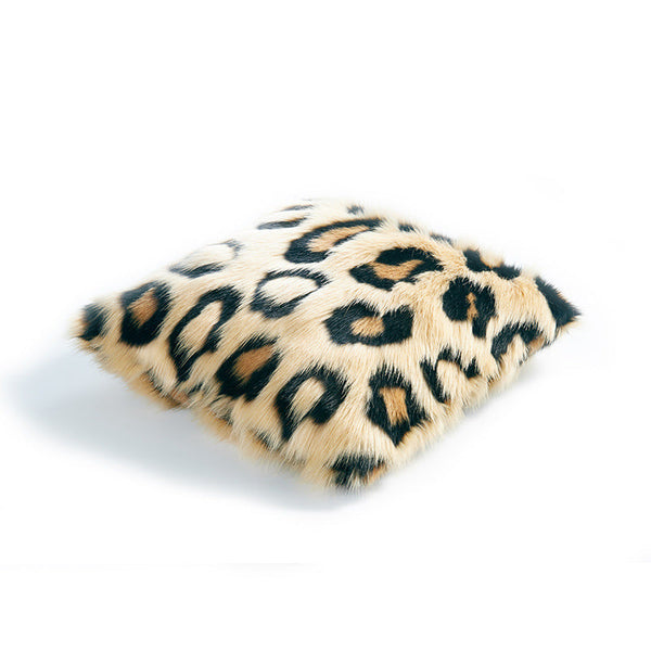 HKM-587859 Leopard Print Double-Sided Pillowcase - Nordic Style Plush Cushion with PP Cotton Filling