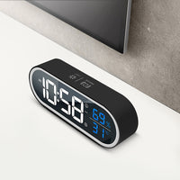 HKM-587987 Rechargeable LED Music Clock with Adjustable Sound and Mirror Finish