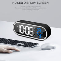 HKM-587987 Rechargeable LED Music Clock with Adjustable Sound and Mirror Finish