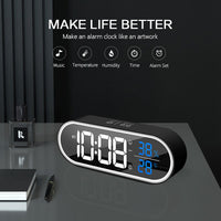 HKM-587987 Rechargeable LED Music Clock with Adjustable Sound and Mirror Finish