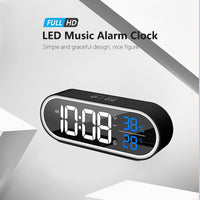 HKM-587987 Rechargeable LED Music Clock with Adjustable Sound and Mirror Finish
