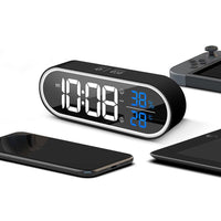 HKM-587987 Rechargeable LED Music Clock with Adjustable Sound and Mirror Finish