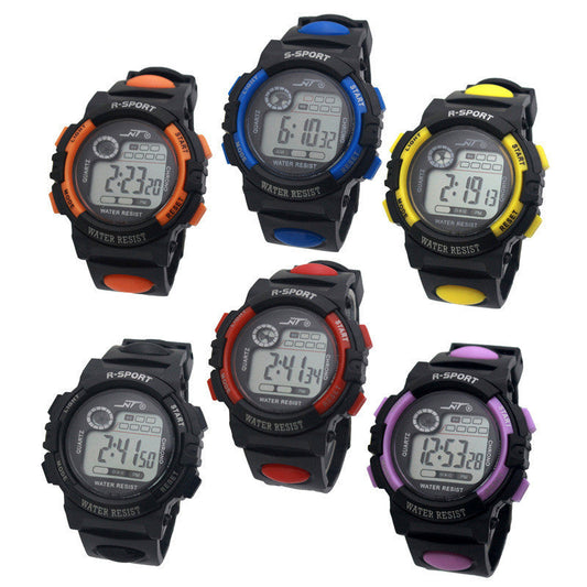 HKM-587987 Student Electronic Watch with Luminous Display, Alarm, Chronograph, and Calendar Features - Durable PVC Strap