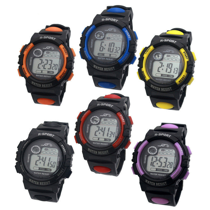 HKM-587987 Student Electronic Watch with Luminous Display, Alarm, Chronograph, and Calendar Features - Durable PVC Strap