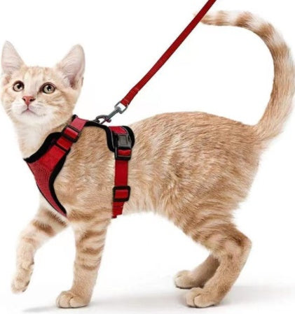 HKM-5881277 Breathable Reflective Cat Harness with Adjustable Straps and Leash