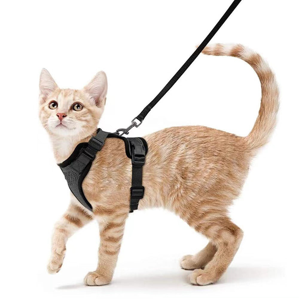 HKM-5881277 Breathable Reflective Cat Harness with Adjustable Straps and Leash