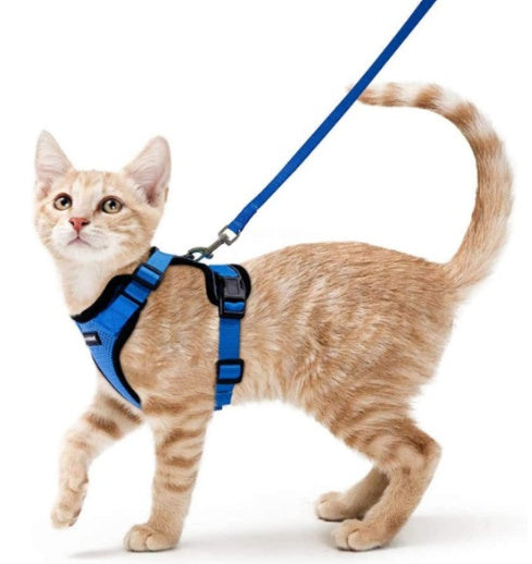 HKM-5881277 Breathable Reflective Cat Harness with Adjustable Straps and Leash