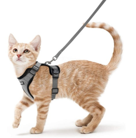 HKM-5881277 Breathable Reflective Cat Harness with Adjustable Straps and Leash