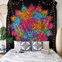 HKM-588179 European Classical Plush Fabric Tapestry Tarpaulin - Geometric Abstraction for Bedroom and Living Room Décor