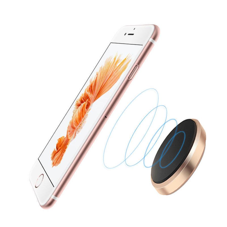 HKM-588179 Magnetic Car Phone Holder for Steering Wheel, Dashboard & Sun Visor - Rose Gold Disk with 3 Iron Plates