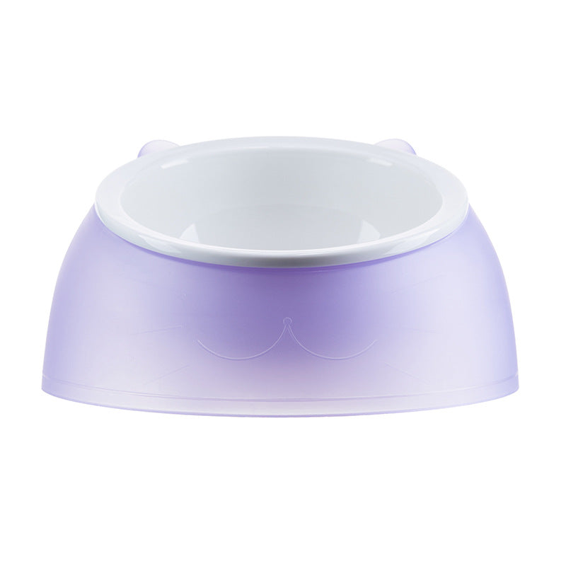 HKM-5882173 Tilting Anti-overturning Ceramic Pet Bowl for Cats and Small Dogs - 250ml Capacity, Multiple Colors Available