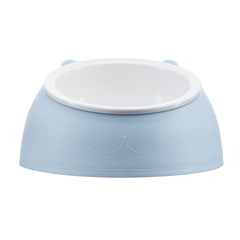 HKM-5882173 Tilting Anti-overturning Ceramic Pet Bowl for Cats and Small Dogs - 250ml Capacity, Multiple Colors Available