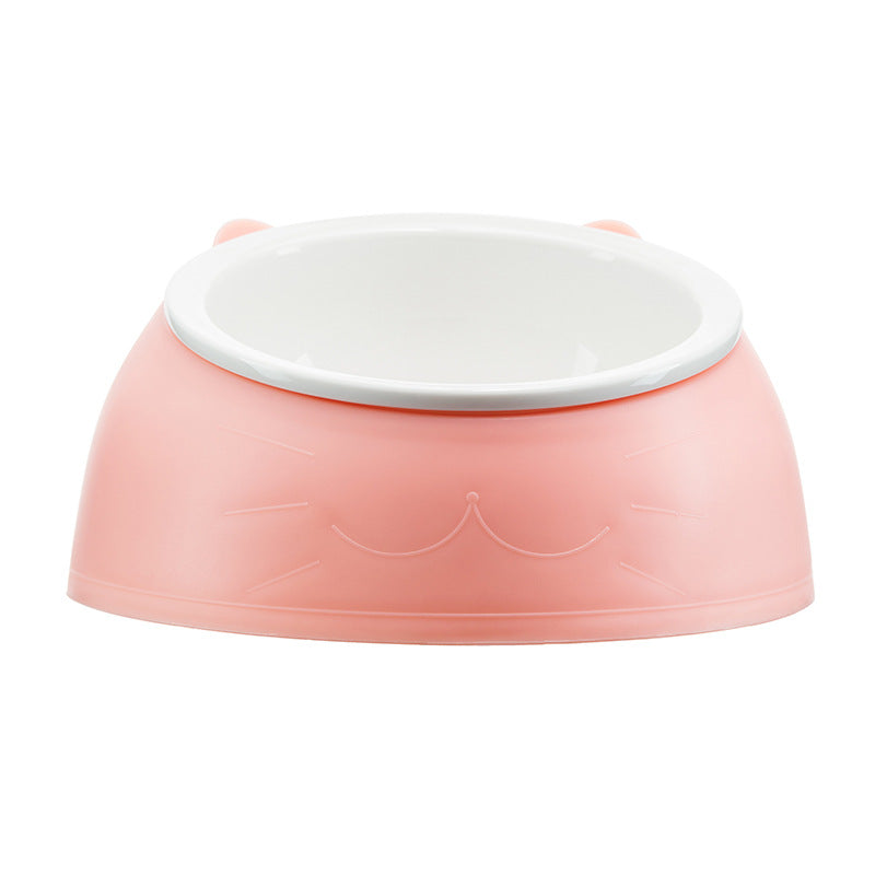 HKM-5882173 Tilting Anti-overturning Ceramic Pet Bowl for Cats and Small Dogs - 250ml Capacity, Multiple Colors Available