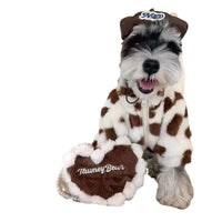 HKM-5882557 Plush Warm Coat for Small Dogs in Pink and Brown, Ideal for Teddy Bichon and Pomeranian