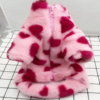 HKM-5882557 Plush Warm Coat for Small Dogs in Pink and Brown, Ideal for Teddy Bichon and Pomeranian