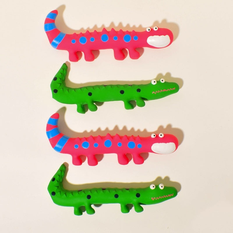 HKM-5882813 Durable Latex Lizard Dog Toy for Molar Health - Pink and Green