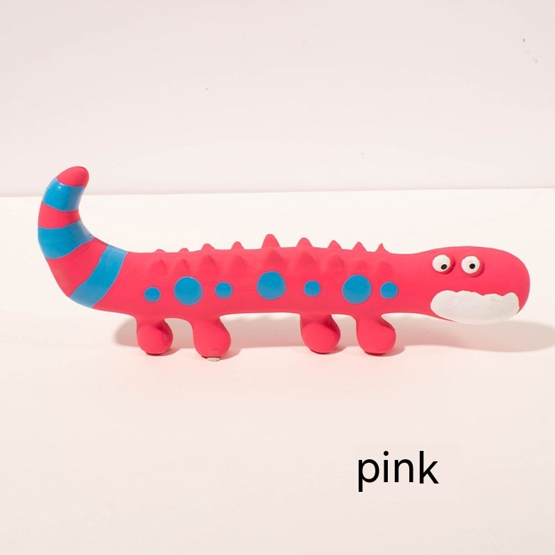 HKM-5882813 Durable Latex Lizard Dog Toy for Molar Health - Pink and Green