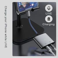 HKM-588371 2 in 1 Lightning to 3.5mm Audio and Charging Adapter for iPhone with Microphone Support
