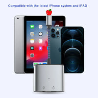 HKM-588371 2 in 1 Lightning to 3.5mm Audio and Charging Adapter for iPhone with Microphone Support