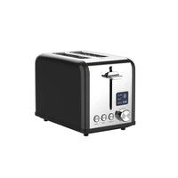 HKM-588371 Extra Wide Slot Defrost Toaster - 2 Slice Kitchen Appliance in Modern White and Black Design