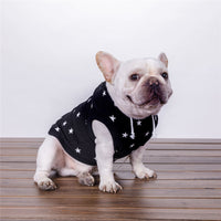 HKM-5886141 Casual Cotton Hoodie for Small Dogs with Cap - Black & White, Multiple Sizes Available