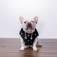 HKM-5886141 Casual Cotton Hoodie for Small Dogs with Cap - Black & White, Multiple Sizes Available
